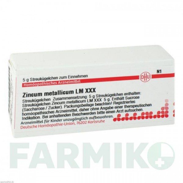 ЦИНКУМ МЕТАЛЛИКУМ (ZINCUM METALLICUM) LM XXX глобули 5 г - Гомеопатия DHU