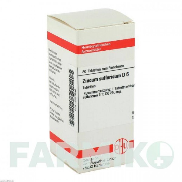 ЦИНКУМ СУЛЬФУРИКУМ (ZINCUM SULFURICUM) D 6 таблетки 80 шт - Гомеопатия DHU