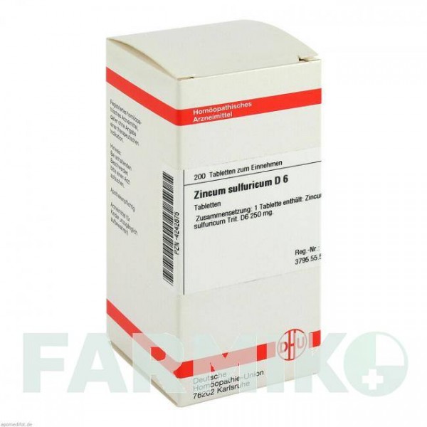ЦИНКУМ СУЛЬФУРИКУМ (ZINCUM SULFURICUM) D 6 таблетки 200 шт - Гомеопатія DHU