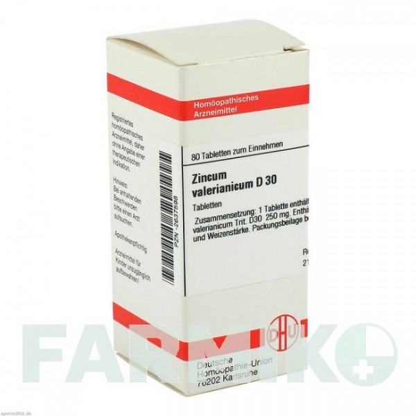 ЦИНКУМ ВАЛЕРИАНИКУМ (ZINCUM VALERIANICUM) D 30 таблетки 80 шт - Гомеопатия DHU