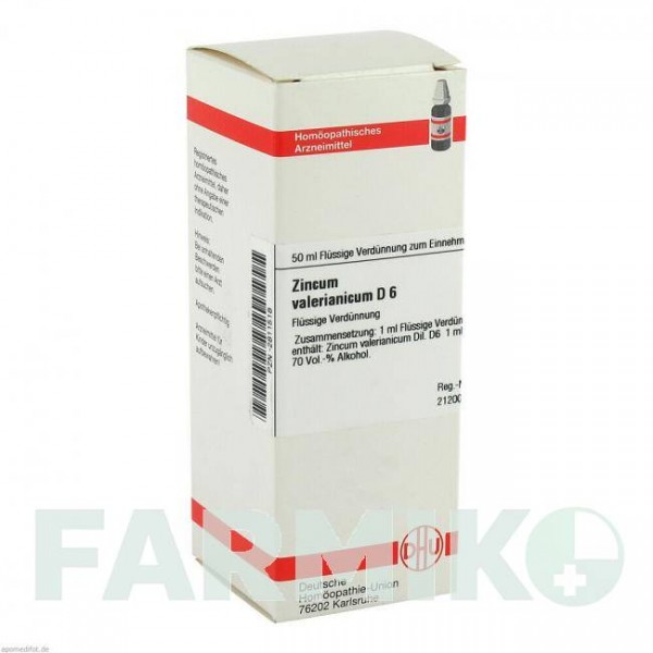 ЦИНКУМ ВАЛЕРИАНИКУМ (ZINCUM VALERIANICUM) D 6 раствор 50 мл - Гомеопатия DHU