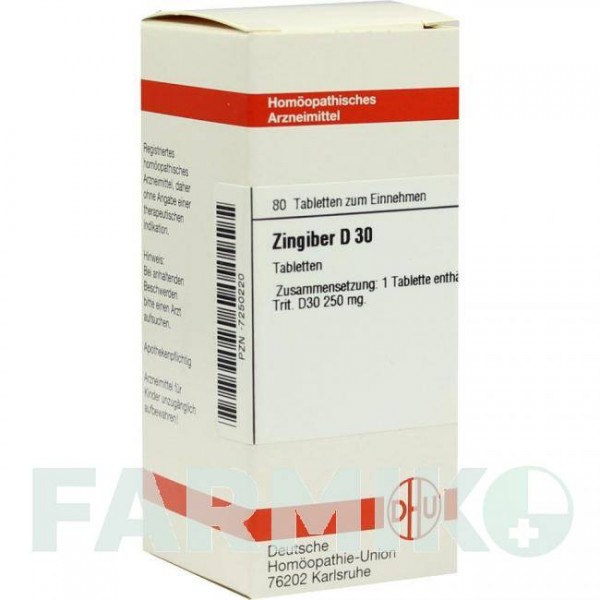 ЗИНГИБЕР (ZINGIBER) D 30 таблетки 80 шт - Гомеопатия DHU