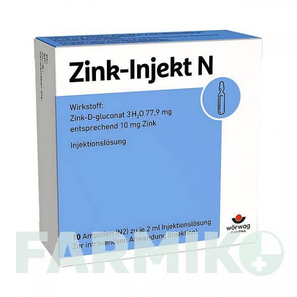 ЦИНК ІНЖЕКТ (ZINK INJEKT) розчин 10x2 мл - Цинку глюконат WORWAG PHARMA