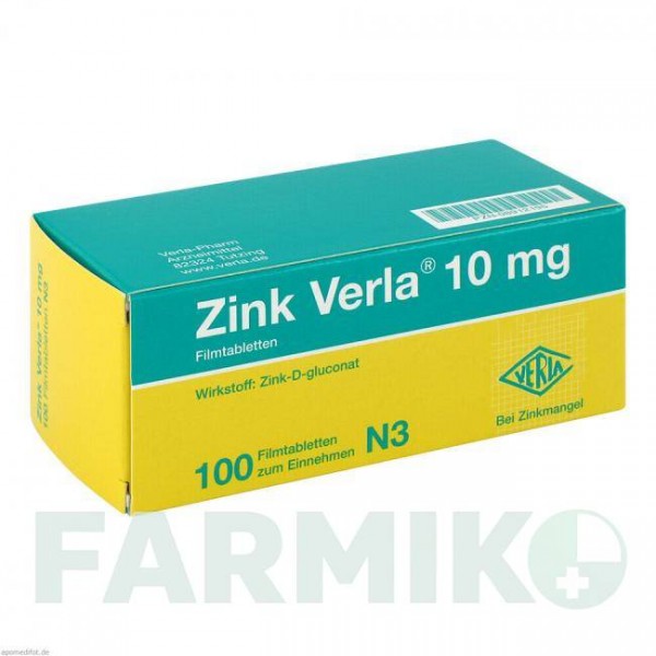 ЦИНК ВЕРЛА (ZINK VERLA) 10 мг таблетки 100 шт - Цинку глюконат VERLA-PHARM