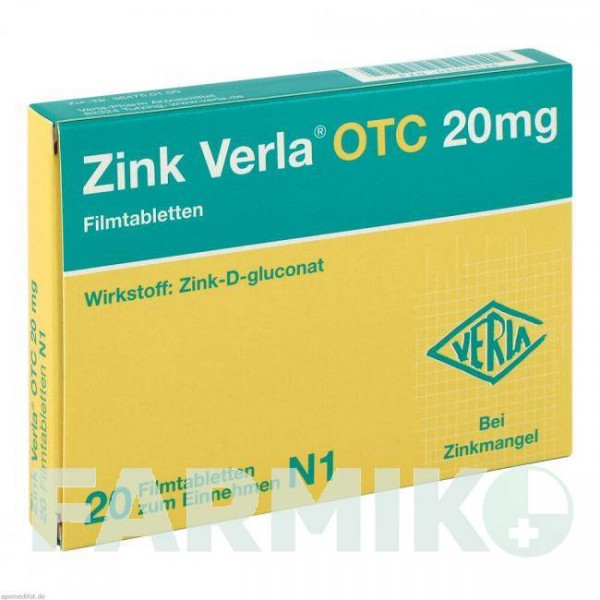 ЦИНК ВЕРЛА (ZINK VERLA) 20 мг таблетки 20 шт - Цинку глюконат VERLA-PHARM