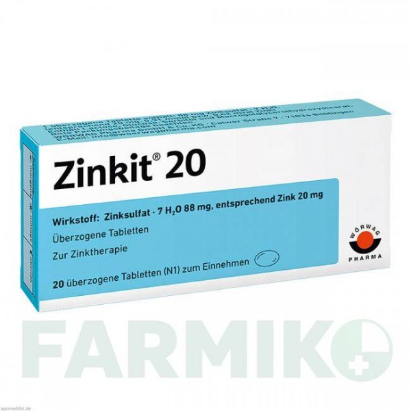ЦИНКИТ (ZINKIT) 20 таблетки 20 шт - Цинка сульфат WORWAG PHARMA