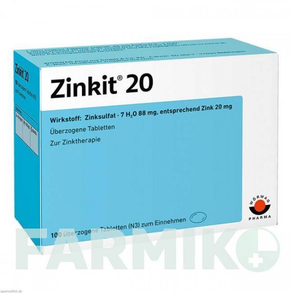 ЦИНКІТ (ZINKIT) 20 таблетки 100 шт - Цинку сульфат WORWAG PHARMA