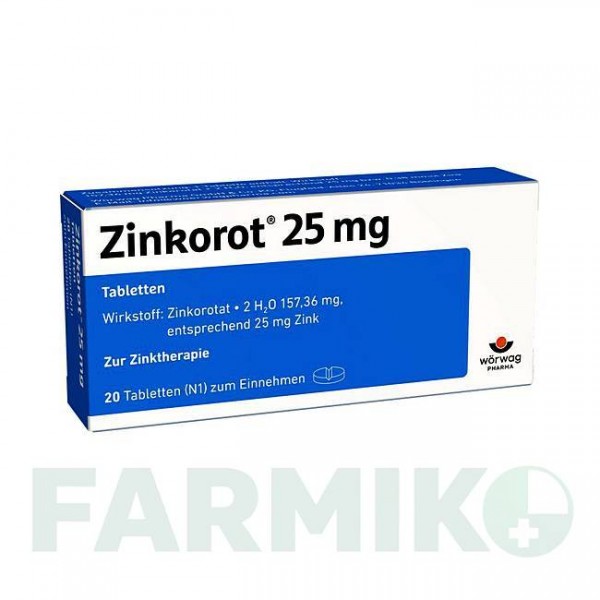 ЦИНКОРОТ (ZINKOROT) 25 мг таблетки 20 шт - Цинка оротат WORWAG PHARMA