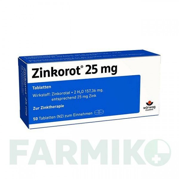 ЦИНКОРОТ (ZINKOROT) 25 мг таблетки 50 шт - Цинка оротат WORWAG PHARMA