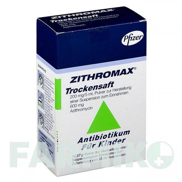 ЗИТРОМАКС (ZITHROMAX) 200 мг/5 мл 600 мг порошок 15 мл - Азитромицин PFIZER