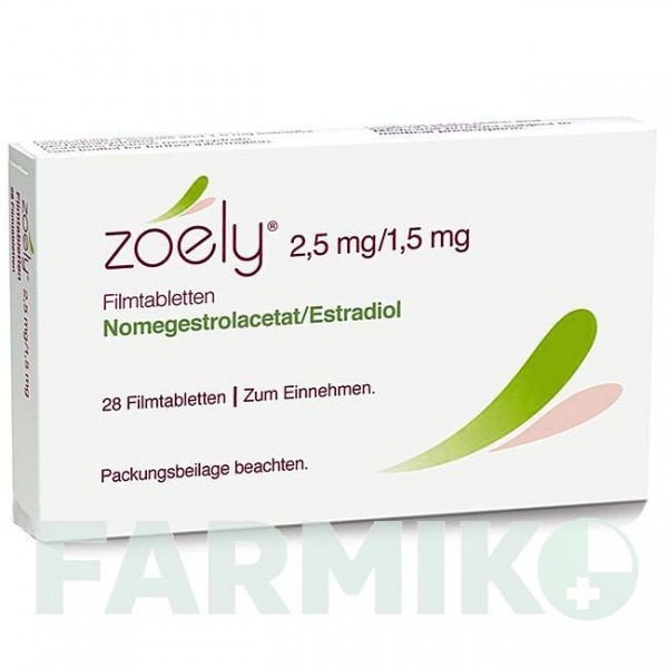 ЗОЭЛИ (ZOELY) 2,5 мг/1,5 мг таблетки 1x28 шт - Номегестрол, Эстрадиол THERAMEX