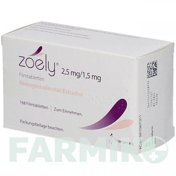 ЗОЭЛИ (ZOELY) 2,5 мг/1,5 мг таблетки 6x28 шт - Номегестрол, Эстрадиол THERAMEX