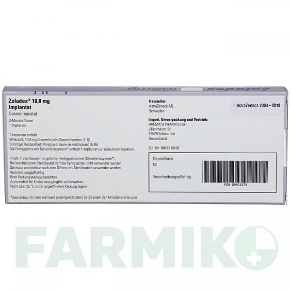 ЗОЛАДЕКС (ZOLADEX) 10,8 мг имплантат 1 шт - Гозерелин HAEMATO PHARM