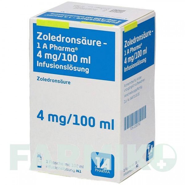 ЗОЛЕДРОНСАУР (ZOLEDRONSAURE) 4 мг/100 мл розчин 1 шт - Золедронова кислота 1 A PHARMA