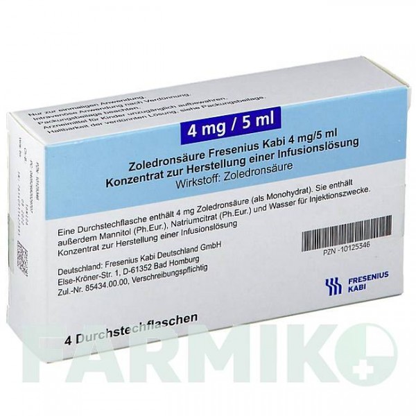ЗОЛЕДРОНСАУР (ZOLEDRONSAURE) 4 мг/5 мл концентрат 4 шт - Золедроновая кислота FRESENIUS