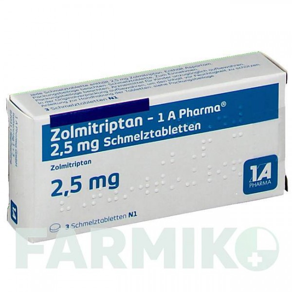 ЗОЛМІТРИПТАН (ZOLMITRIPTAN) 2,5 мг таблетки 3 шт - Золмітриптан 1 A PHARMA