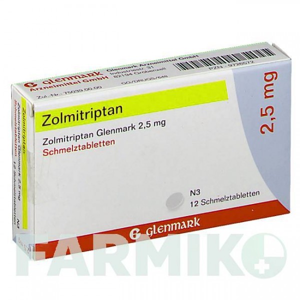 ЗОЛМИТРИПТАН (ZOLMITRIPTAN) 2,5 мг таблетки 12 шт - Золмитриптан GLENMARK
