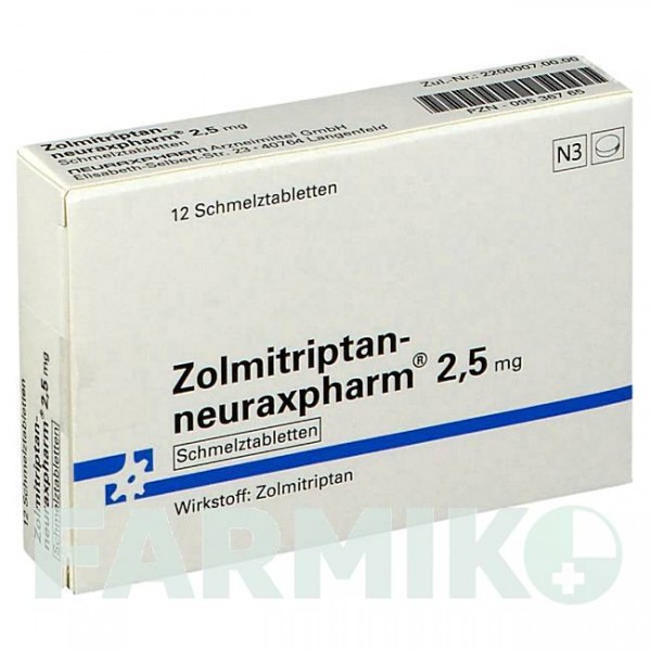 ЗОЛМИТРИПТАН (ZOLMITRIPTAN) 2,5 мг таблетки 12 шт - Золмитриптан NEURAXPHARM