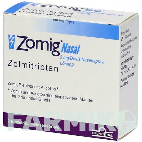 ЗОМІГ (ZOMIG) 5 мг/доза спрей 2 шт - Золмітриптан KOHLPHARMA