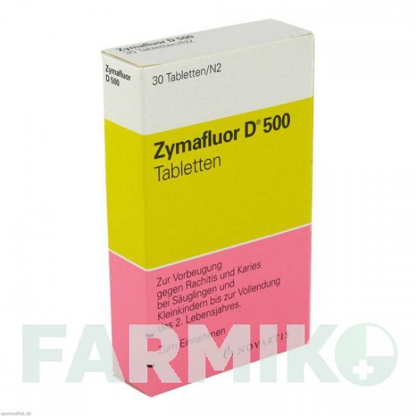 ЗИМАФЛУОР (ZYMAFLUOR) 500 таблетки 30 шт - Колекальциферол, Фторид натрия MEDA PHARMA