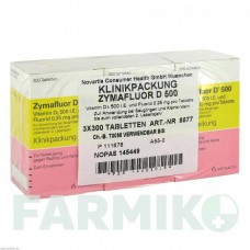 ЗИМАФЛУОР (ZYMAFLUOR) 500 таблетки 3x300 шт - Колекальциферол, Фторид натрію MEDA PHARMA