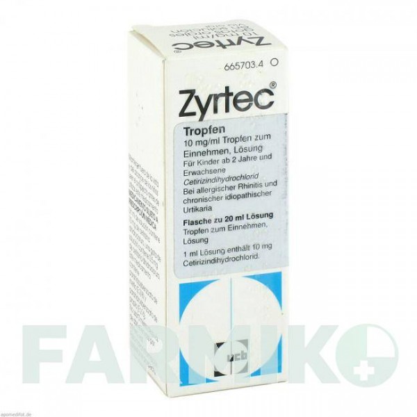 ЗИРТЕК (ZYRTEC) капли 20 мл - Цетиризин KOHLPHARMA