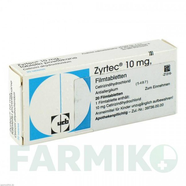 ЗИРТЕК (ZYRTEC) таблетки 20 шт - Цетиризин KOHLPHARMA