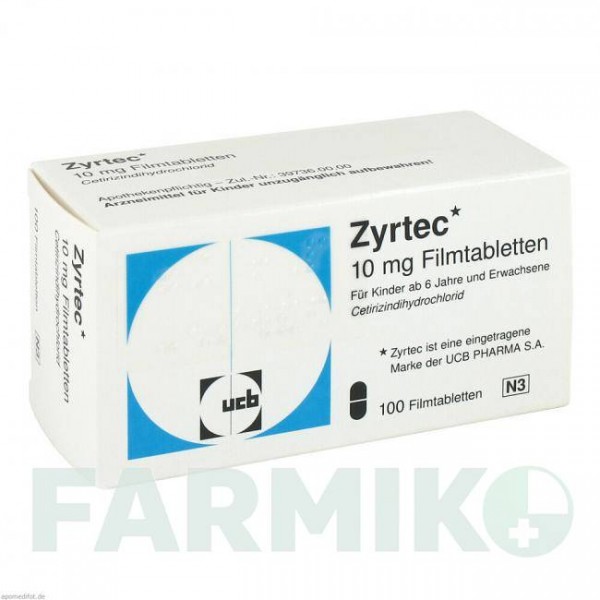 ЗИРТЕК (ZYRTEC) таблетки 100 шт - Цетиризин KOHLPHARMA