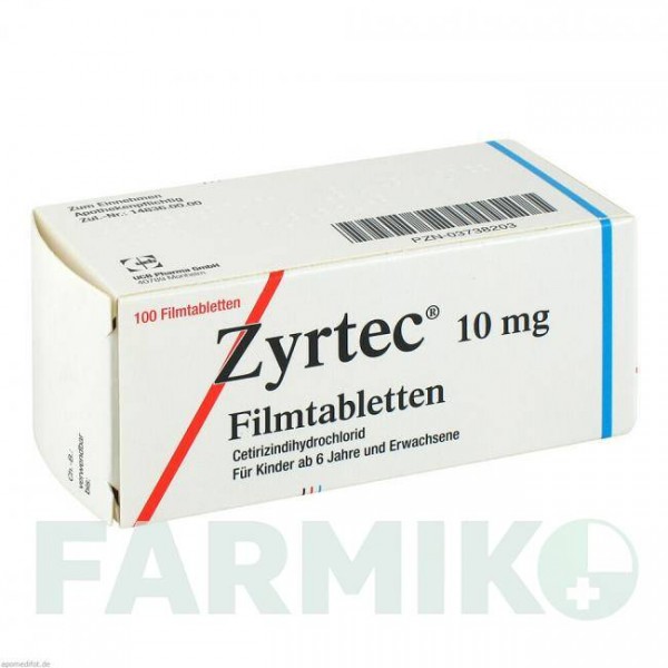 ЗИРТЕК (ZYRTEC) таблетки 100 шт - Цетиризин UCB PHARMA